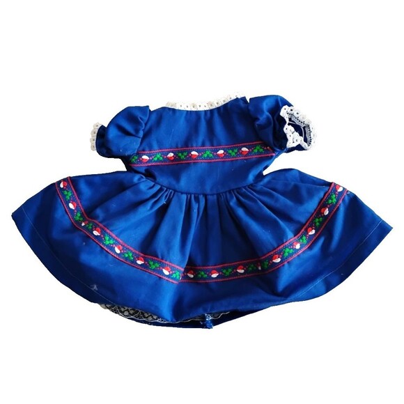 1950s Vintage Blue Doll Dress with Hearts and Spades Trim for 16 Inch Doll - Picture 1 of 4